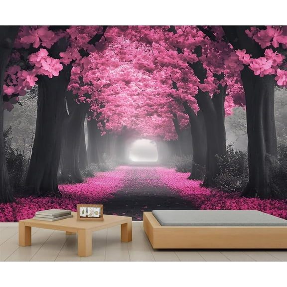 Tree Custom Mural - Creative Flower Tree Wall Wallpaper, Nature 3D Wall Mural For Living Room Bedroom, Floral Murals Wallpaper 55"W x 28"H (Not Peel and Stick)