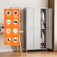 thumbnail image 6 of GangMei 72 inches Metal Storage Cabinet Locker for Employee, Steel Storage Wardrobe Cabinet with 6 Doors, Lockable Steel Locker for Home, Bedroom, Office, Gym, School(Light Gray), 6 of 9