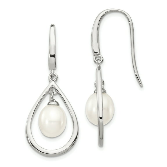 Primal Silver Sterling Silver 6-7mm White Freshwater Cultured Pearl Dangle Earrings