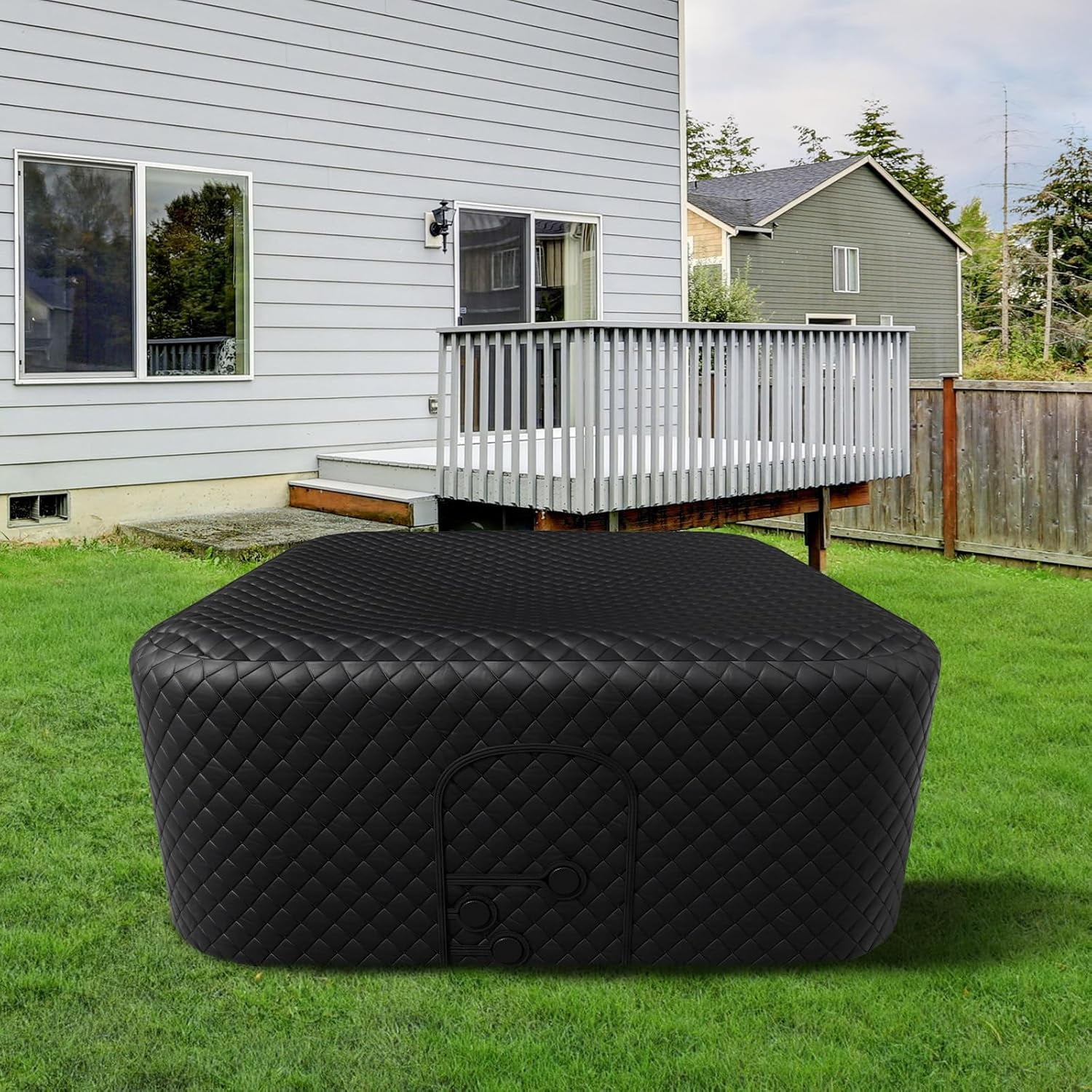 Inflatable Hot Tub 73"x73"x25" Large Square Thickened Insulation Cover(NOT Include Tub), Energy Efficient Hot Tub Insulated Thermal Cover Full Coverage for Keeping Warm Extra Insulation Dustproof
