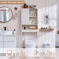 thumbnail image 5 of LELELINKY Over The Toilet Storage Cabinet with Rattan Sliding Door, 68" Tall Wood Bathroom Organizer with Adjustable Shelf for Small Spaces, White, 5 of 7