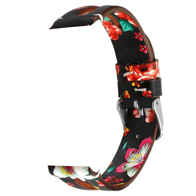 Moyic Reemplazo para la de cuero Charge 3 Estilo hueco Correa de reemplazo de muñeca ajustable Relojes inteligentes flor roja S