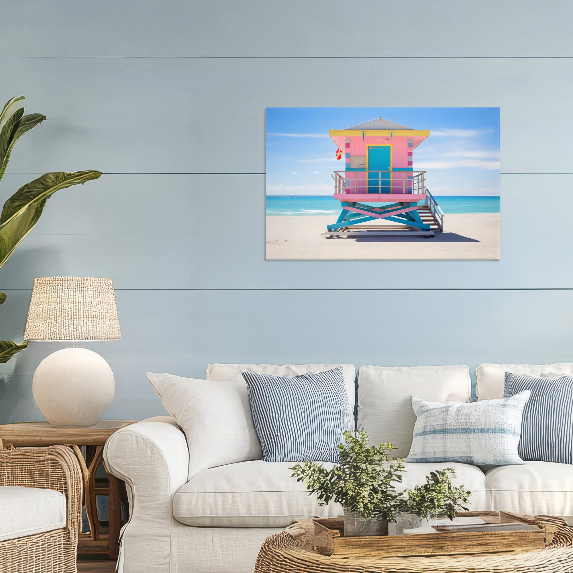 Stupell Industries Pastel Lifeguard Hut on Beach Canvas Wall Art, design by Creative Studio