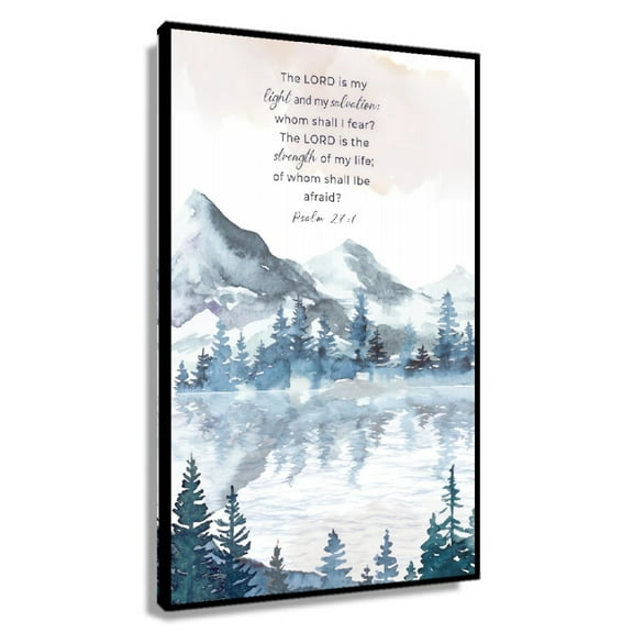 Psalm 27 1 The Lord Is My Light and My Salvation, Printable Watercolor Wall Art, Bible Verse Home Decorative Painting for Bedroom Poster Landscape