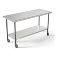 thumbnail image 1 of Pemberly Row Table de Travail Commerciale en Acier Inoxydable 18-Gauge 24"x60 Pouces avec Roulettes, 1 of 13