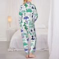 thumbnail image 3 of Pajama Sets for Women 2 Pcs, Dinosaur print D Button Down Long Sleeve Sleepwear Lounge PJ Sets, 3 of 6
