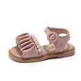 thumbnail image 2 of FLMEI Toddler Kids Girls Pearl Sandals Open Toe Flats Princess Shoes Summer Soft Bottom Dress Shoes Slippers for Little Big Girls, 2 of 9