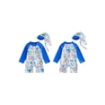thumbnail image 2 of BemeyourBBs Toddler Baby Boy One Piece Swimsuit Kids Infant Bathing Suit Long Sleeve Rash Guard Half Zipper Dinosaur Swimwear Sunhat Set UPF 50+, 2 of 9