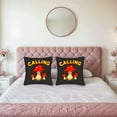 thumbnail image 2 of Set of 2 18x18in Throw Pillow Covers - Whimsical Mushroom Design with Bold ' CALLING ' Text on Dark Background Perfect for Couch Bed Car, 2 of 8