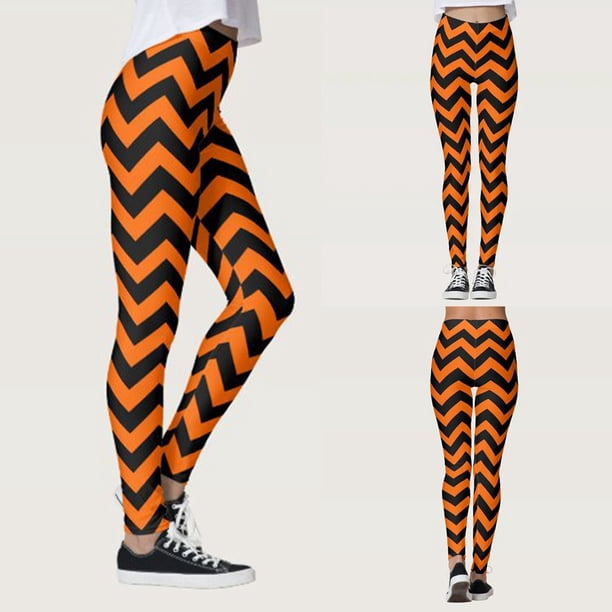 WILLBEST Pantalones de Yoga Con Estampado de Calabaza Para Mujer, Leggings Deportivos de Cintura Alta Elásticos Con Rayas Huecas Para Mayor Comodidad En El Entrenamiento Extra Grande
