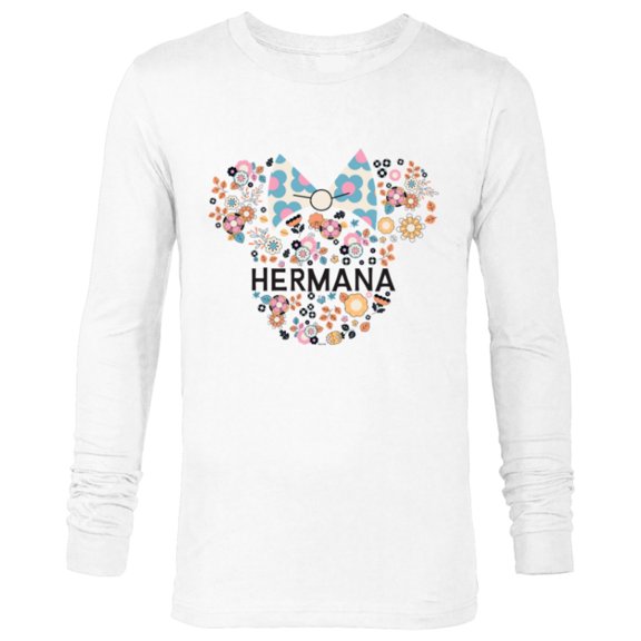 Disney Minnie Mouse Hermana Icon Flowers Spanish Family Trip- Long Sleeve T-Shirt for Men - Customized-White