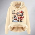 thumbnail image 3 of Womens Christmas Sweatshirt Christmas Cute Deer Print Women'S Fall Winter Velvet Thickened Warm Cardigan Hooded Hoody Hoodies for Women Beige L, 3 of 5