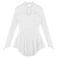 thumbnail image 4 of TiaoBug Women's Lace Figure Ice Skating Dress Long Sleeve Ballet Dance Leotard Dress Lyrical Performance Costume Ivory XS, 4 of 8