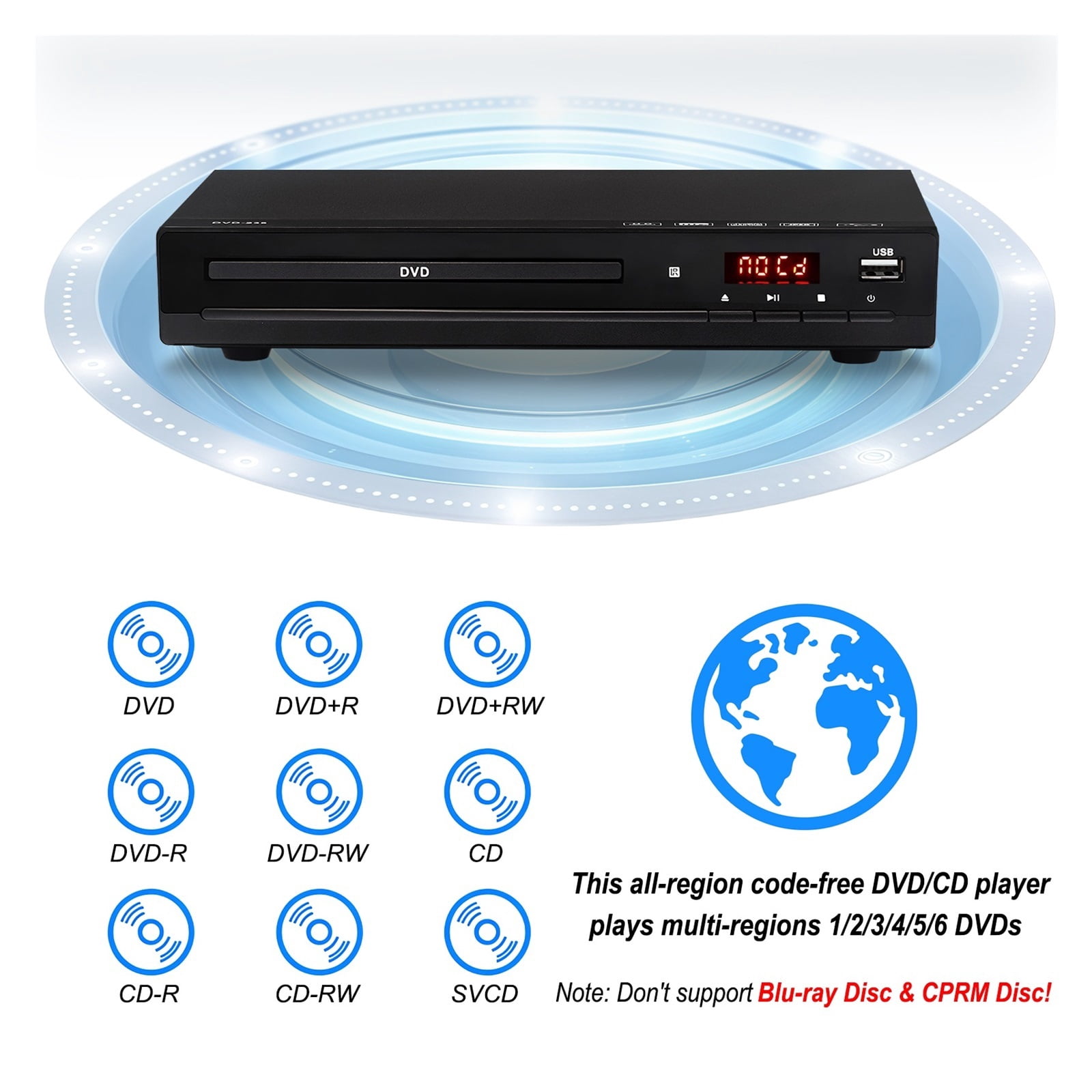 DVD-225 Home DVD CD Player - Digital Multimedia Disc Player with AV Output & Remote Control ,Plug & Play Portable