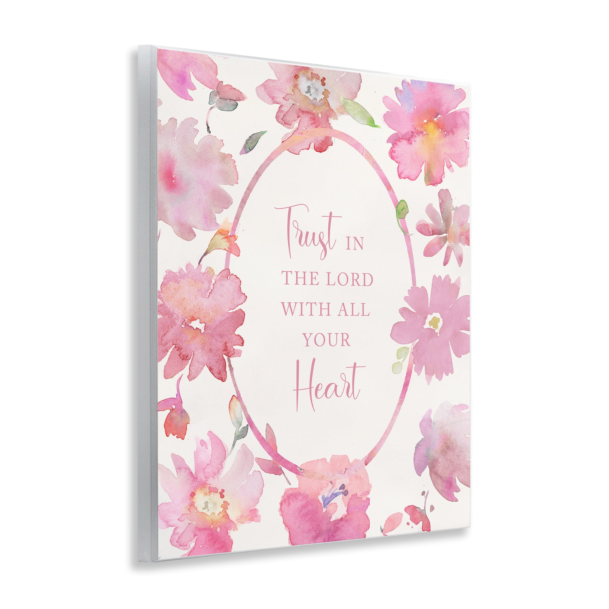 Stupell Industries Trust In The Lord Pink Blooms Wall Plaque Art, design by Theresa Heidel