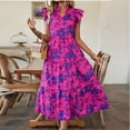thumbnail image 2 of Jupes pour Femmes pour l'Été, Robe d'Été pour Femmes, Jupe à Volants Style Vacances Sans Manches Col en V Imprimée, Robe d'Été pour Femmes, Robe d'Été pour Femmes, 2 of 3