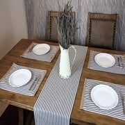 Table Runner, Deluxe Table Runner for Dining Tables, Modern Jute Trim Design, Washable Custom Made Cotton Yarn Striped Table Runner