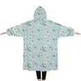thumbnail image 2 of Oversized Wearable Blanket Hoodie,Light Blue Daisy Flower Pattern Sherpa Blanket Hoodie with Super Pockets,Super Warm Fuzzy Pullover for Women & Men, 2 of 6