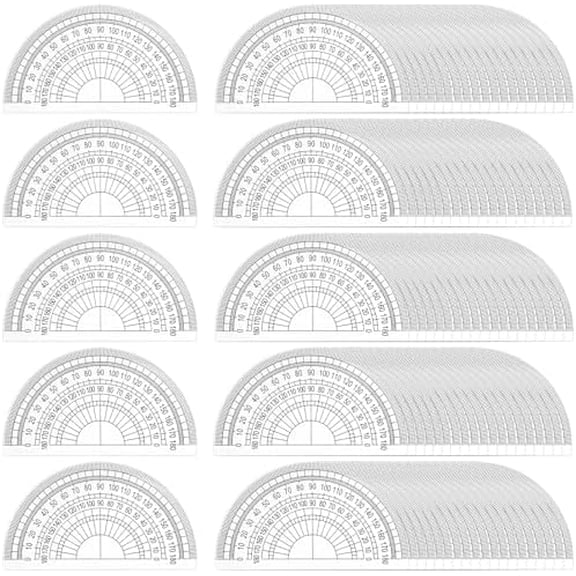 100 Pack Plastic Protractor 180 Degree Math Protractors Geometry Student Protractor, 4 Inches, Clear$$Office