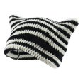 thumbnail image 1 of Gorro de lana tejido a rayas diablillo blanco y negro para mujer con orejas de gato bonito gorro puntiagudo ANGGREK Otros, 1 of 8
