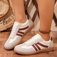 thumbnail image 2 of HEWUQI Women's Lace up Fashion Sneakers Trendy Stripe Athletic Walking Shoes Cushioned Insoles Shoes for All Day Wear Wine Size 9.5, 2 of 7
