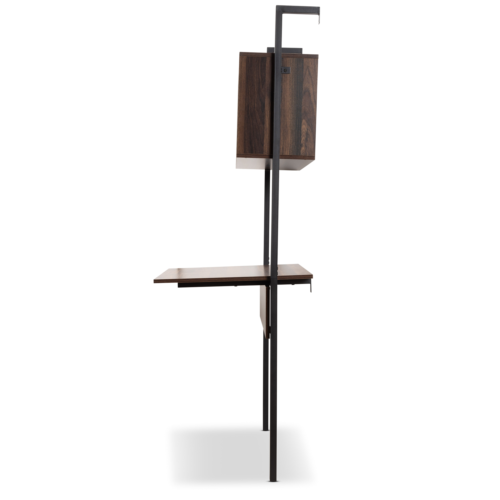 Baxton Studio 30"W x 23.6"D x 69.7"H 1-Shelf Wall Shelves, Black and Walnut Brown