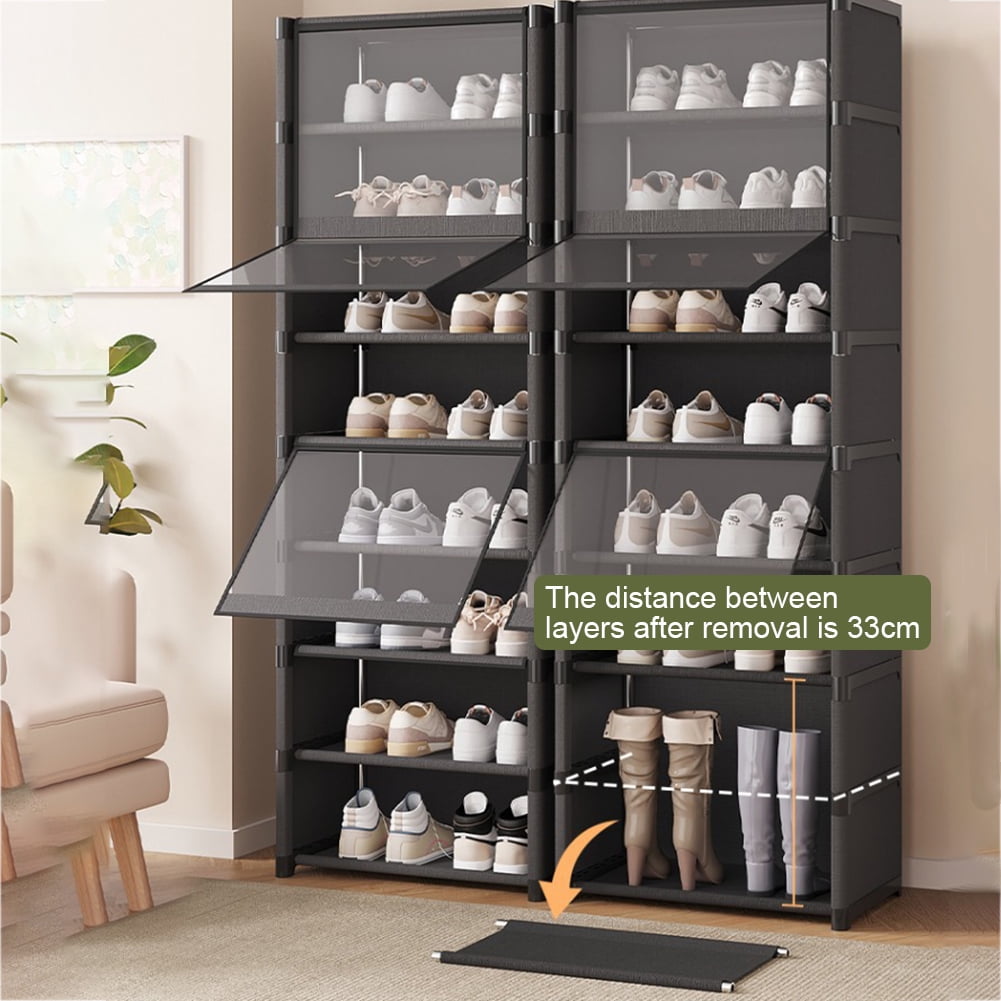 Yucurem Portable Shoe Rack with Covers, 9 Tiers Tall Shoe Rack Organizer, Large Capacity Dustproof Shoe Cabinet Closet, Entryway, Dorm, Bedroom & Hallway, 16.54x11.81x54.72inch
