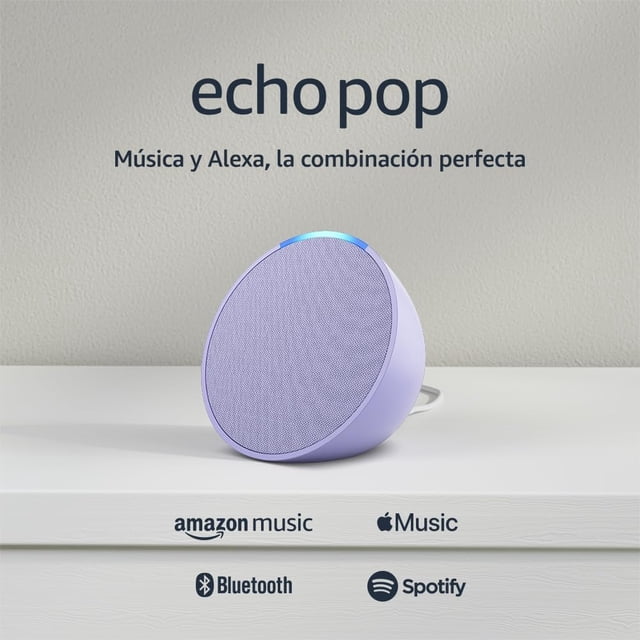 Amazon Echo Pop (modelo más reciente): nuestra bocina más pequeña que se adapta a cualquier habitación (negro), con el Acceso Anticipado de Alexa,Lavanda