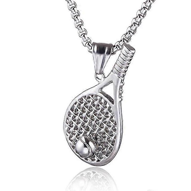 Collar con colgante de raqueta de tenis de acero inoxidable unisex, estilo deportivo, informal, cadena de joyería, regalo de cumpleaños para amigos. Código de modelo 20630