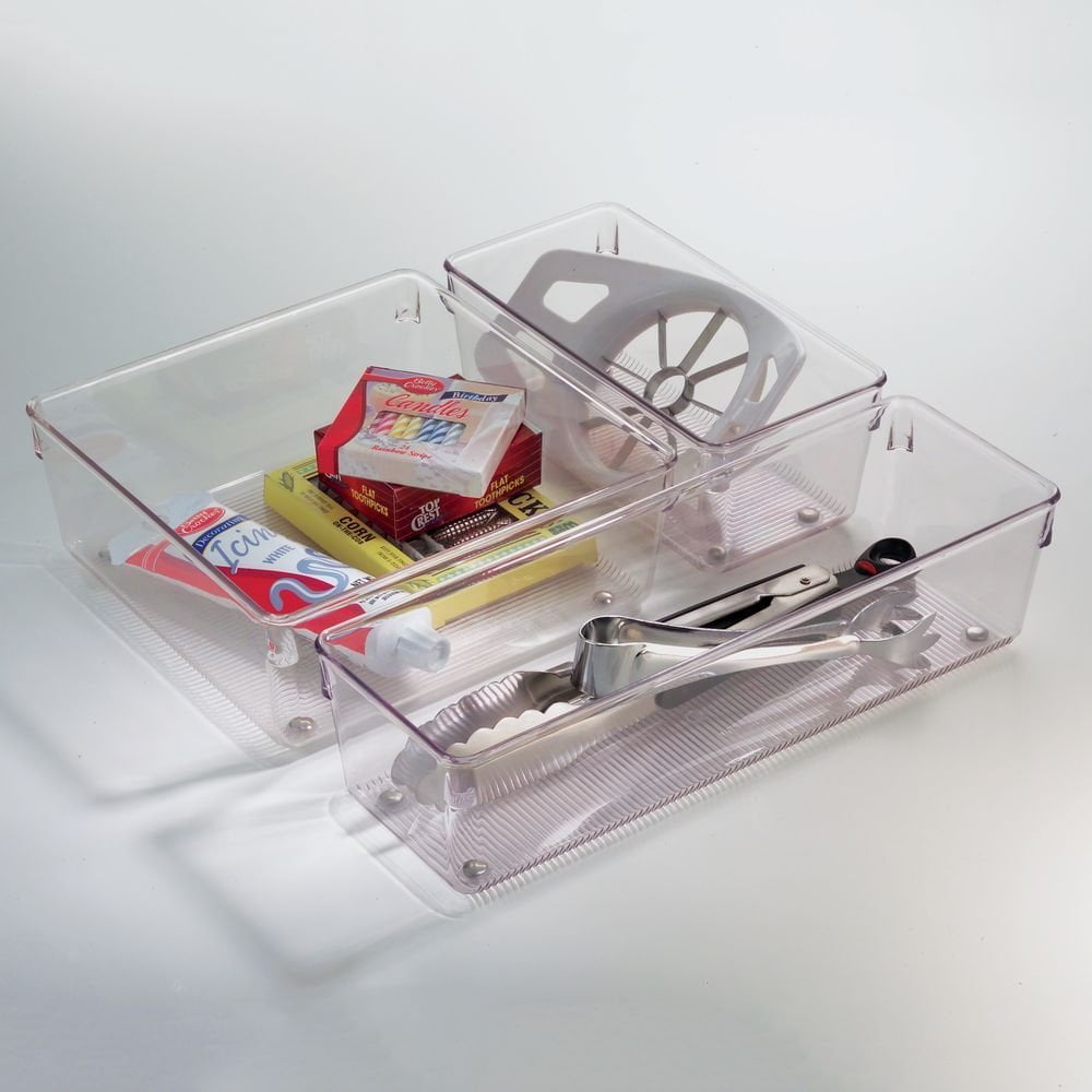 iDESIGN LINUS 52330 Drawer Organizer, Plastic, Clear, 6 in OAL, 2 in OAH, 3 in OAW