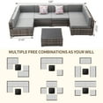 thumbnail image 2 of Capri PE Wicker Sectional Sofa Set, 6-Seat Outdoor Conversation Couch Set, 7 Pieces Rattan Patio Furniture Set for Porch Poolside Backyard, Quick Installation in 30 Mins, Brown, 2 of 13