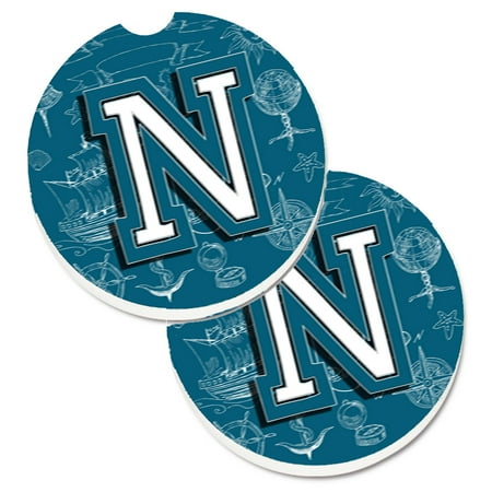 

Carolines Treasures CJ2014-NCARC Letter N Sea Doodles Initial Alphabet Set of 2 Cup Holder Car Coasters Large