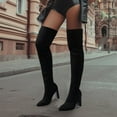 thumbnail image 2 of Mepaouo Women's Thigh High Knit Sock Boots Pointy Toe High Heel Stretch Chelsea Over the Knee Boots, 2 of 6