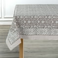 thumbnail image 3 of Ridhi -Taupe and Off White 72x140 Inch rectangle 100 % Cotton indian block print resuable tablecloth, 3 of 7