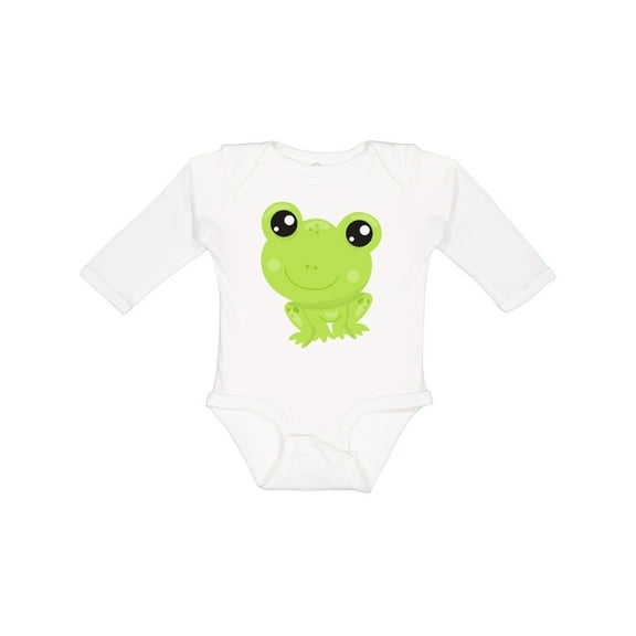Inktastic Cute Frog, Little Frog, Baby Frog, Green Frog Boys or Girls Long Sleeve Baby Bodysuit