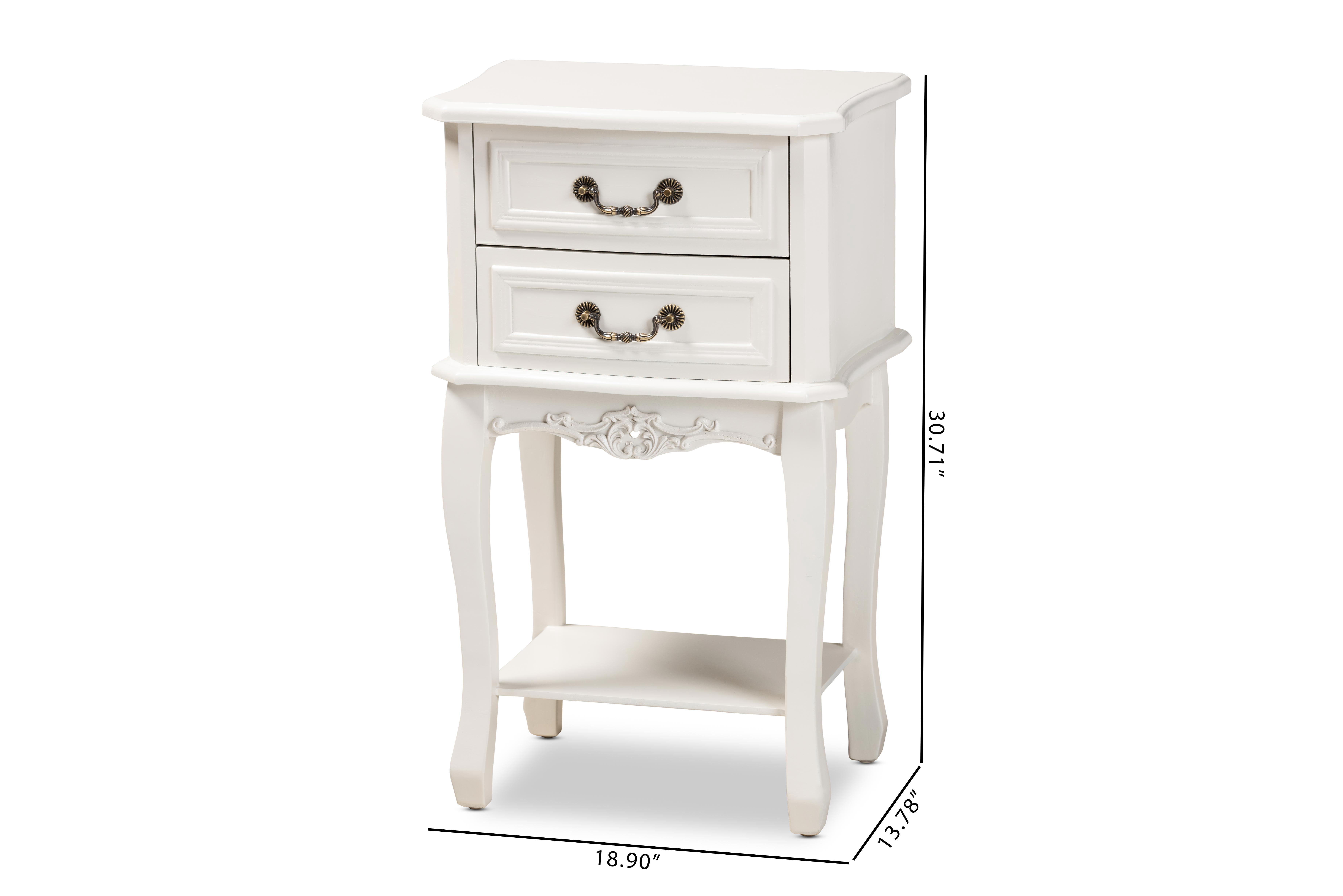 Baxton Studio Gabrielle Traditional French Country Provincial White-Finished 2-Drawer Wood End Table