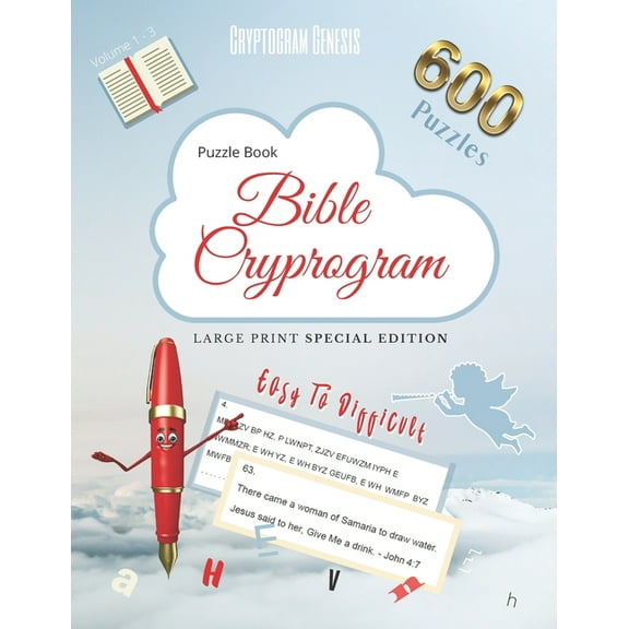 Bible Cryptograms Puzzle Book Bible Cryptogram Large Print Special Edition: Bible Cryptograms, Cryptogram Bible Puzzle Books, Cryptograms , Book 4, (Paperback)