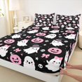 thumbnail image 4 of Manfei Halloween Ghost Print Bed Sheets,Funny Cartoon Turkey Full Size Sheets,4 Pieces,1 Flat Sheet,1 Fitted Sheet and 2 Pillowcases, 4 of 6