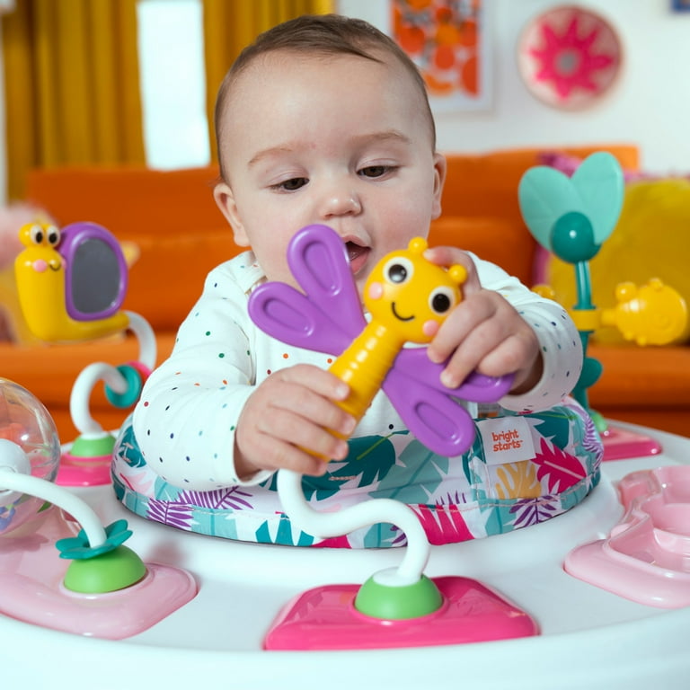 Bright Starts Bounce Bounce Baby 2 in 1 Activity Center Jumper Table Playful Palms Pink 6 Months and up