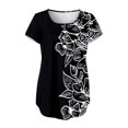 thumbnail image 2 of Gibobby Playera de Verano para Mujer Mujer Casual manga corta botón cuello en V suelta camiseta Top(Negro,M), 2 of 5