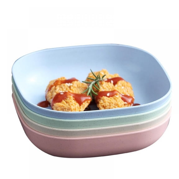 Prettyui Wheat Straw Dinnerware Tray Set, Lightweight, Unbreakable, Blue/Pink/Green/Beige