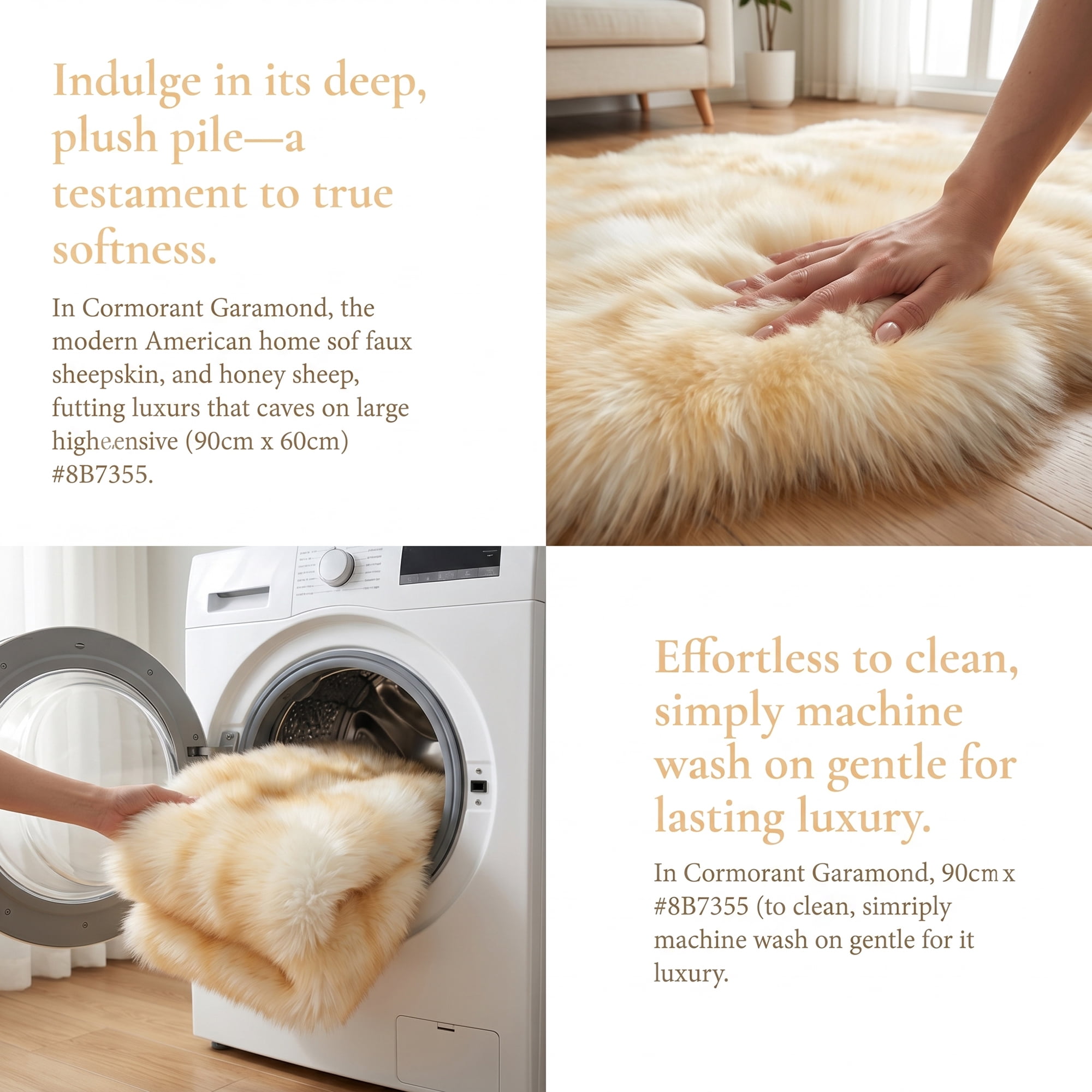 Unique Bargains Ultra Fluffy Bedroom Non Slip Fuzzy Shaggy Area Rug 35" x 24" White Yellow