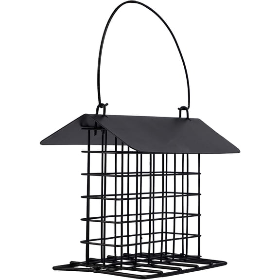 Suet Feeder for Outside Hanging, Metal Cake Holder Squirrel Proof, Weatherproof Bird Feeders Wild Birds Woodpecker, Single Cage Outdoor Garden