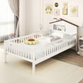 thumbnail image 1 of Gymax Twin Size Kids Bed Solid Wood Platform Bed w/ Under-bed Storage & Storage Cube White, 1 of 10