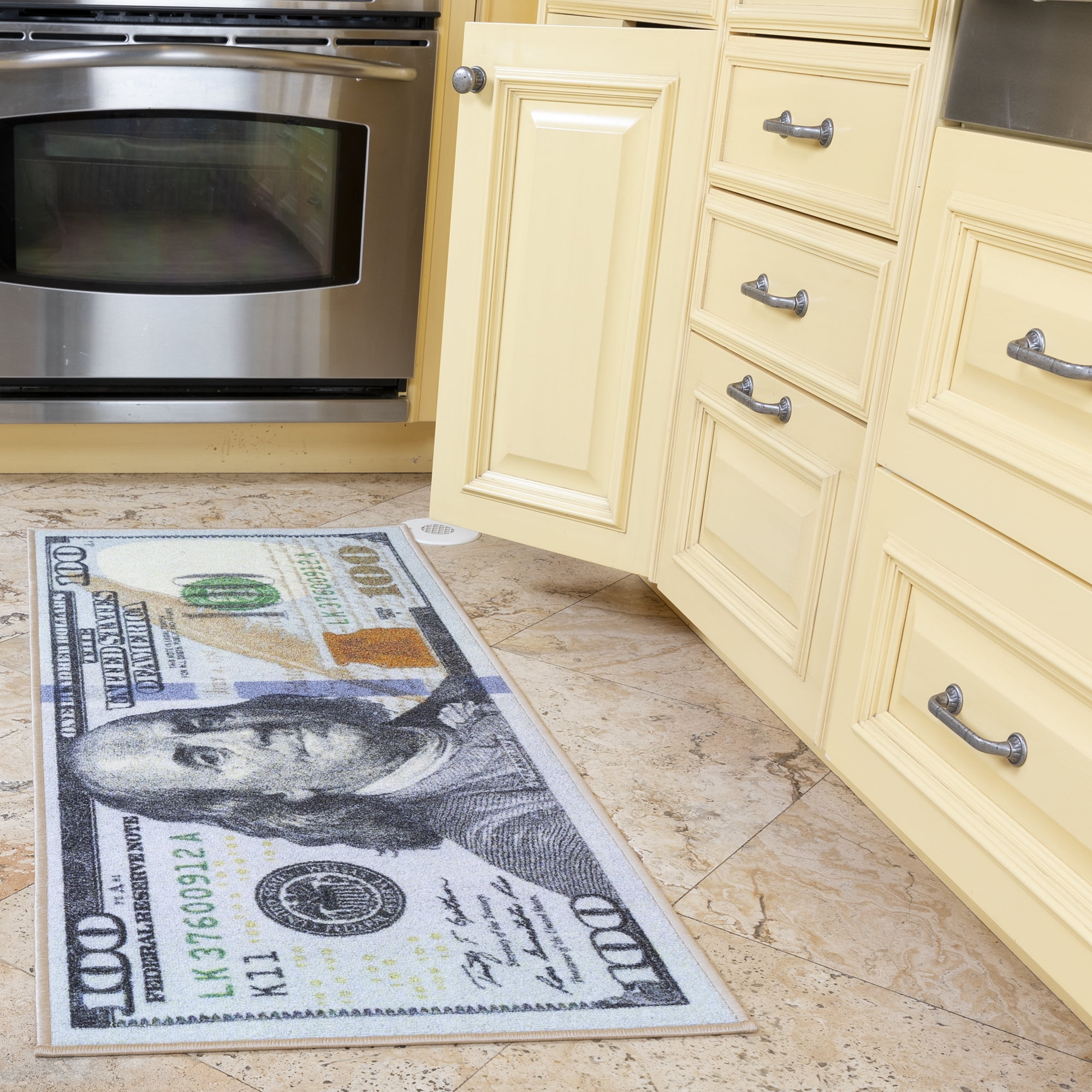 Washington Floor Rug Money Retro Mat US Dollar Multi Size Room Banknote Carpet 
