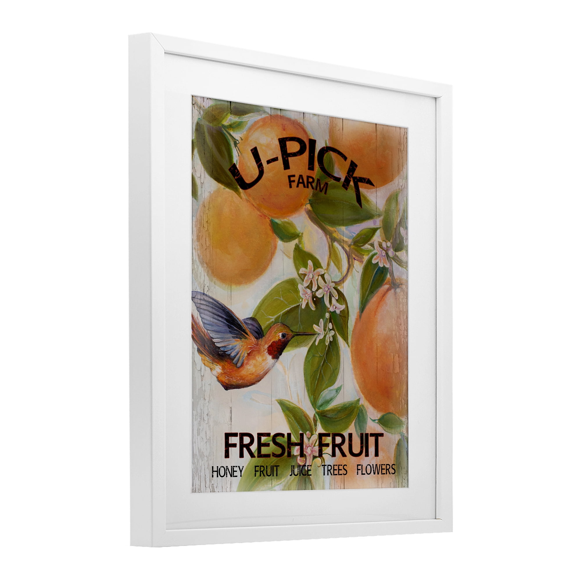Stupell Industries U-Pick Fresh Fruit Farm White Framed Print Under Glass, design by Diannart