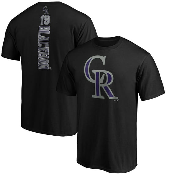 Men's Charlie Blackmon Black Colorado Rockies Playmaker Name & Number T-Shirt