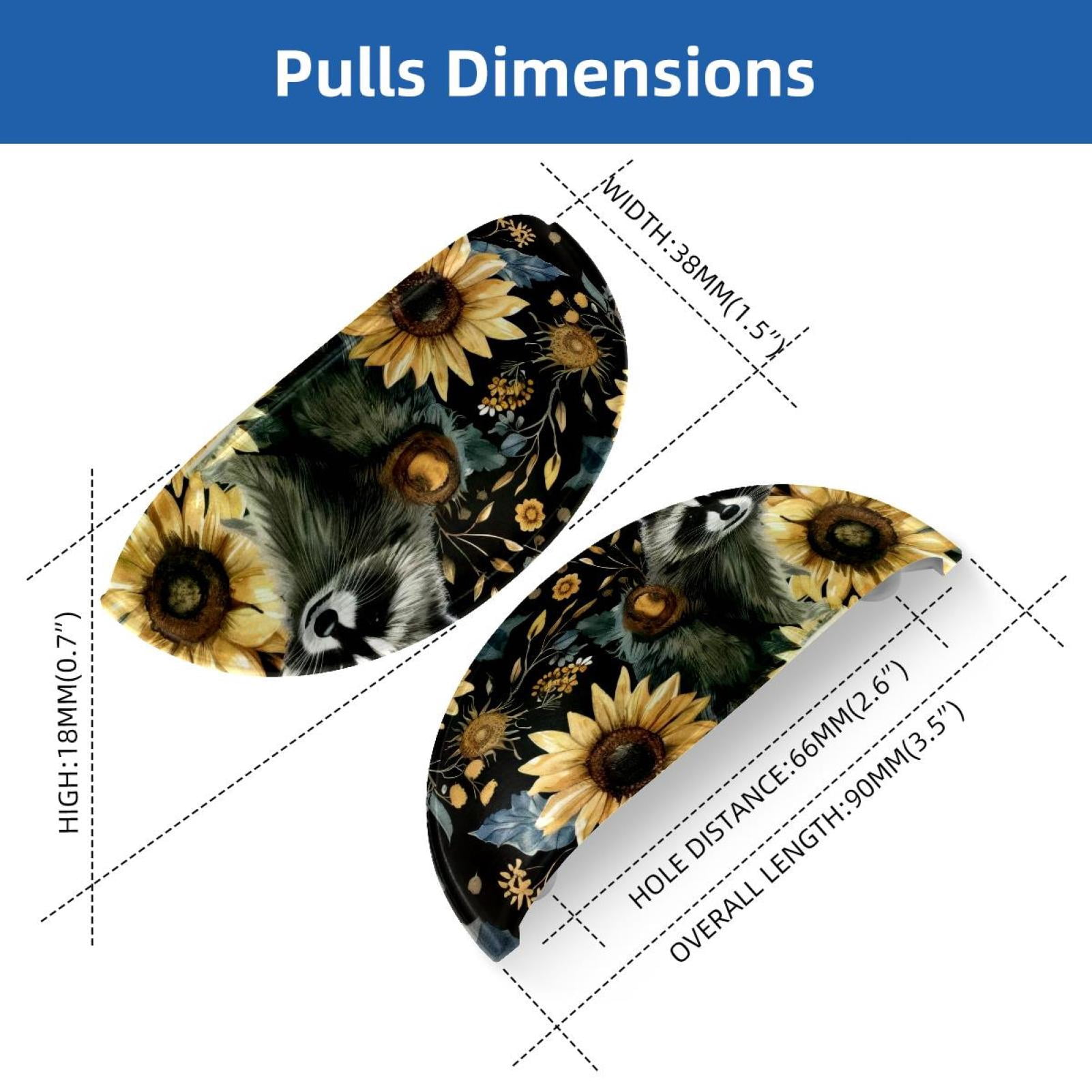 PhooArto 6 Pcs Cup Drawer Pulls, Sunflowers Raccoons Pattern Shell Shape Handles Cabinet Knobs for Dresser Cupboard Closet Wardrobe with Screws