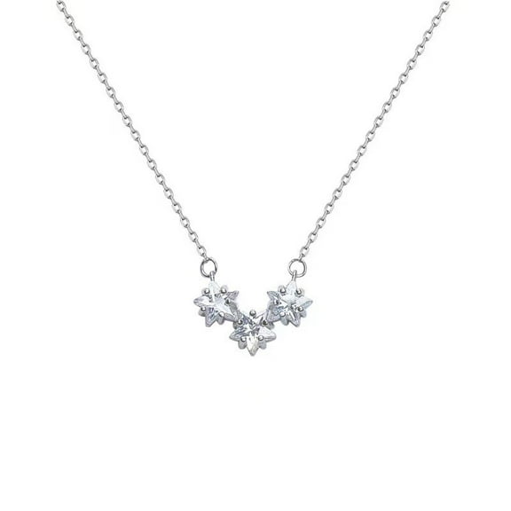 s925 sterling silver star necklace for women with niche sweet temperament flash diamond collarbone chain small fresh simple diamond necklace decoration