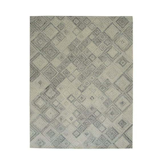 EORC Multi Gray Hand-Tufted Wool Transitional Modern Tufted Rug, 7'6 x 9'6-Color:Multi Gray,Material:Wool